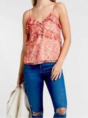 Express Dusty Pink Paisley Ruffle Camisole